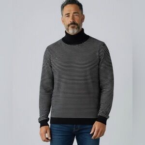 EXPRESS Men’s Wool Cashmere Blend Stripe Turtleneck Size L Black Cream